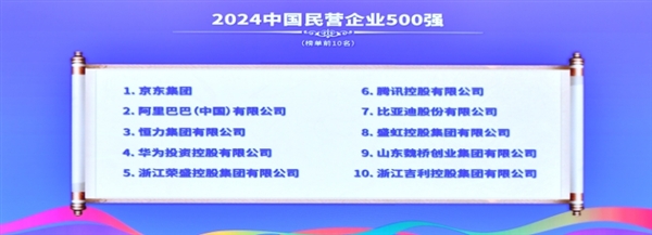 图片[2]-2024中国民营企业500强榜单发布：京东、阿里前二 华为第四-枫叶网