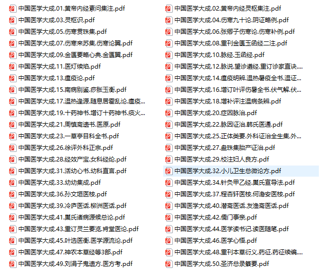 《中国医学大成52册》中医电子书书单